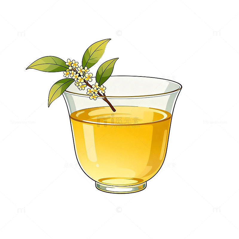 手绘风桂花茶饮插画设计素材