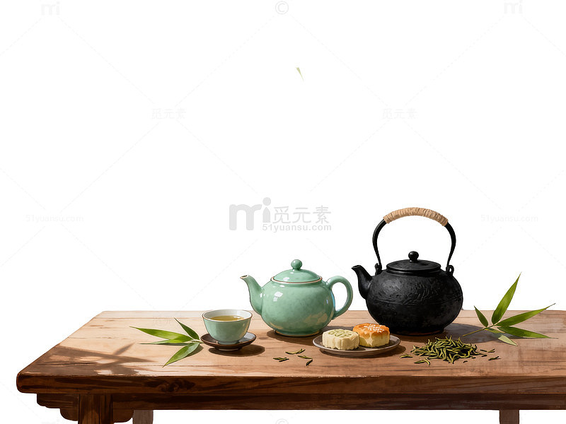 国风茶道静谧窗景插画设计素材