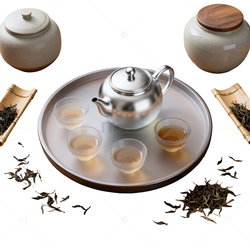 极简风茶道静谧茶具摆拍设计素材