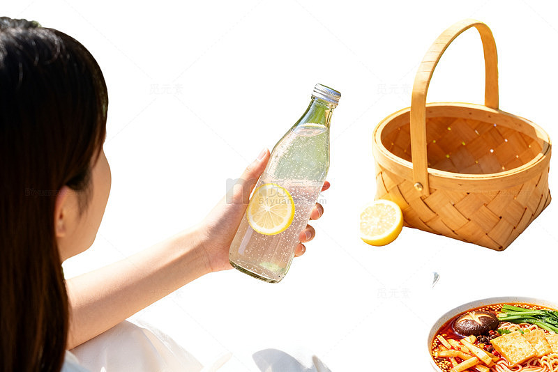 清新风野餐时光柠檬水设计素材