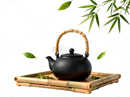 国风茶道静谧竹编茶壶设计素材