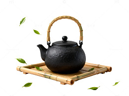 简约风茶道静谧黑陶茶壶设计素材