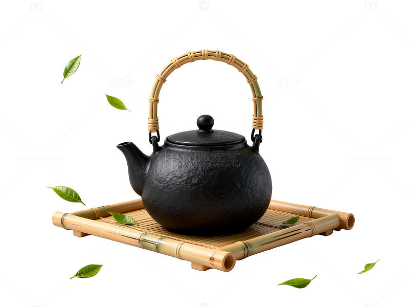 简约风茶道静谧黑陶茶壶设计素材