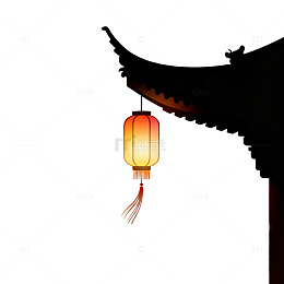 国风夜景灯笼古建筑矢量素材