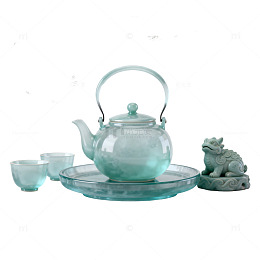 水墨风茶道静谧玻璃茶具设计素材