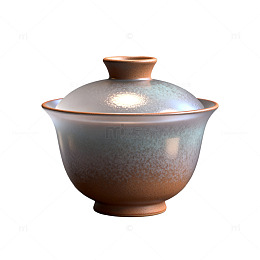 陶瓷风古韵盖碗茶具设计素材