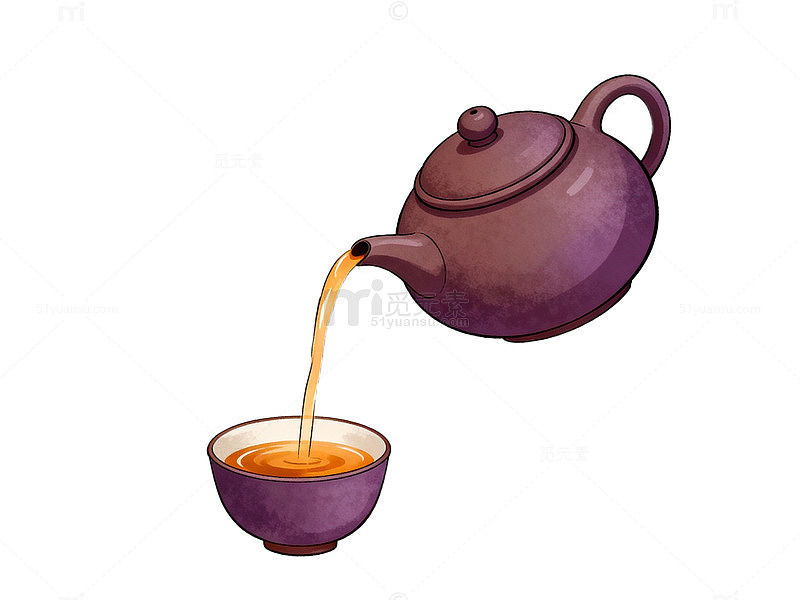 水墨风茶壶倒茶山水背景设计素材