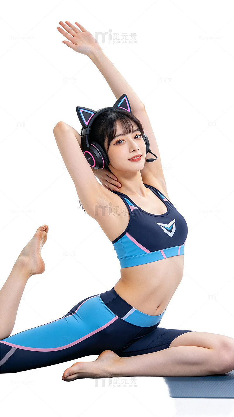 清新风瑜伽健身运动设计素材