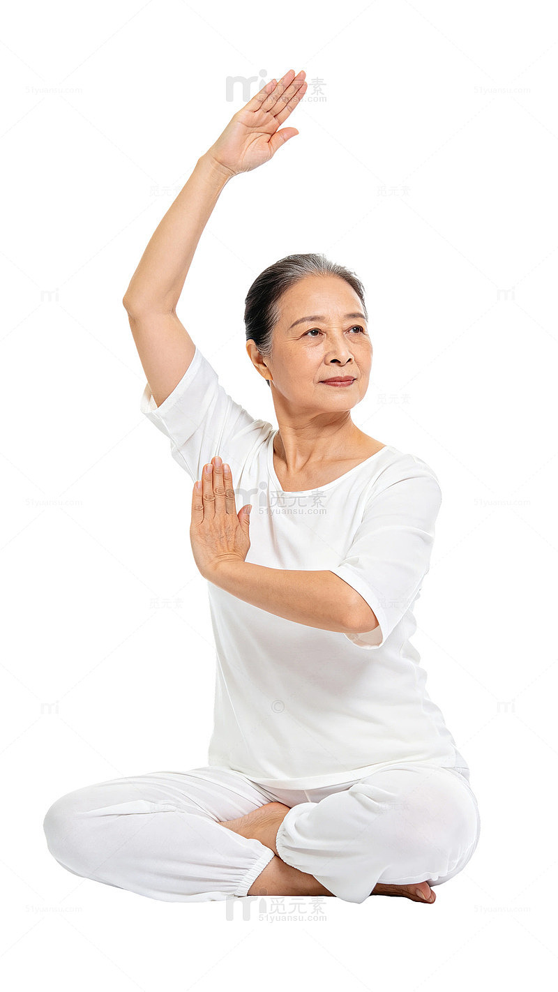 简约风中年女性瑜伽冥想设计素材