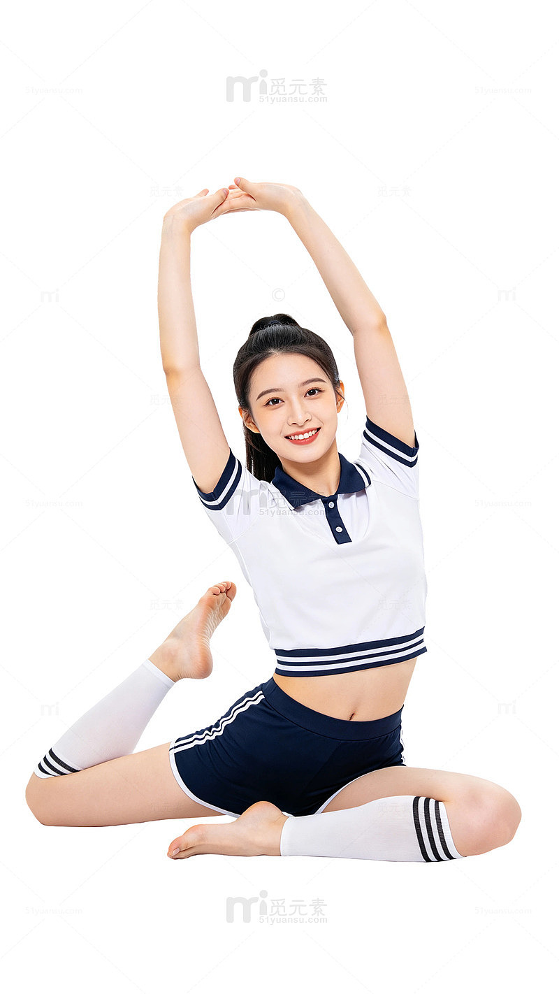 清新风运动少女瑜伽姿势设计素材