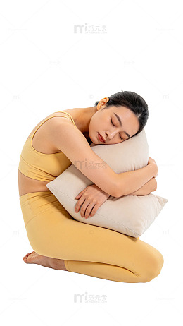 简约风瑜伽冥想女性抱枕设计素材