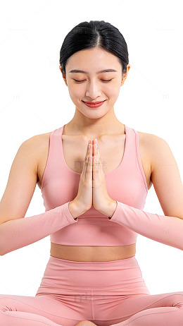 清新风瑜伽冥想人物摄影素材