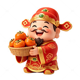捧着一篮子的柿子