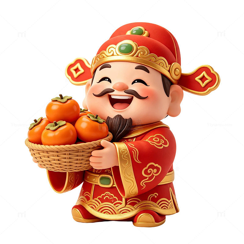 捧着一篮子的柿子