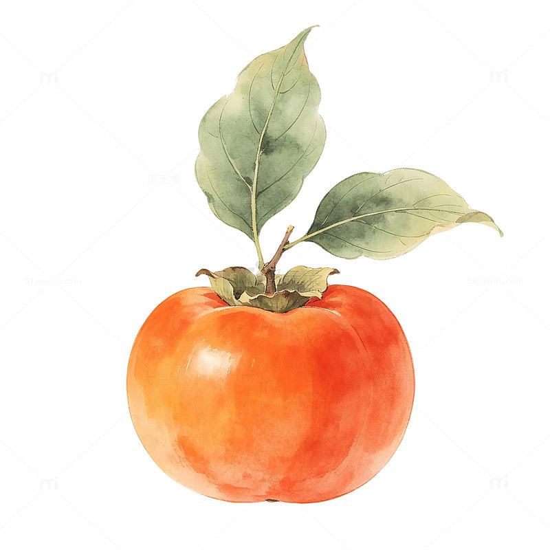 工笔插画柿子
