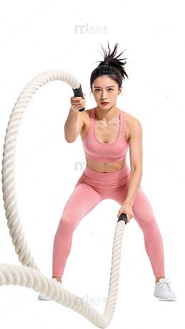 健身写真女性战绳训练设计素材