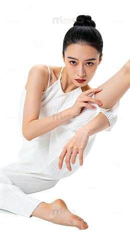 极简风瑜伽女性姿态摄影素材