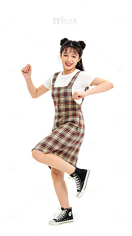清新风少女格子裙舞蹈设计素材