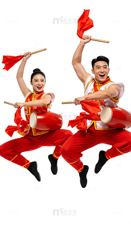写实风中国鼓乐表演人物素材