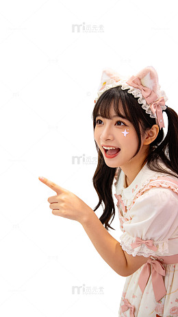 可爱风少女指向前方人物素材