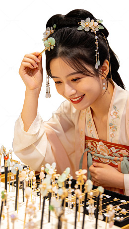 古风写真汉服女子发饰设计素材