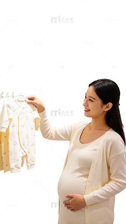 清新风孕妇挑选婴儿衣物设计素材
