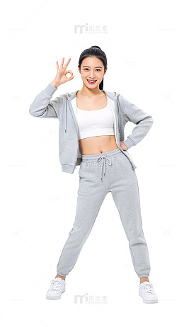 清新风运动女孩活力姿势设计素材