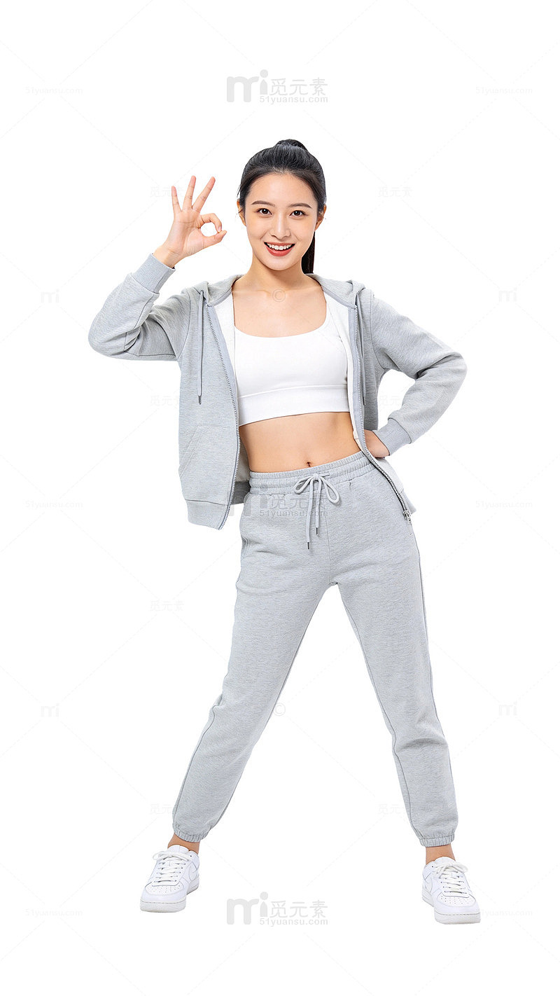 清新风运动女孩活力姿势设计素材