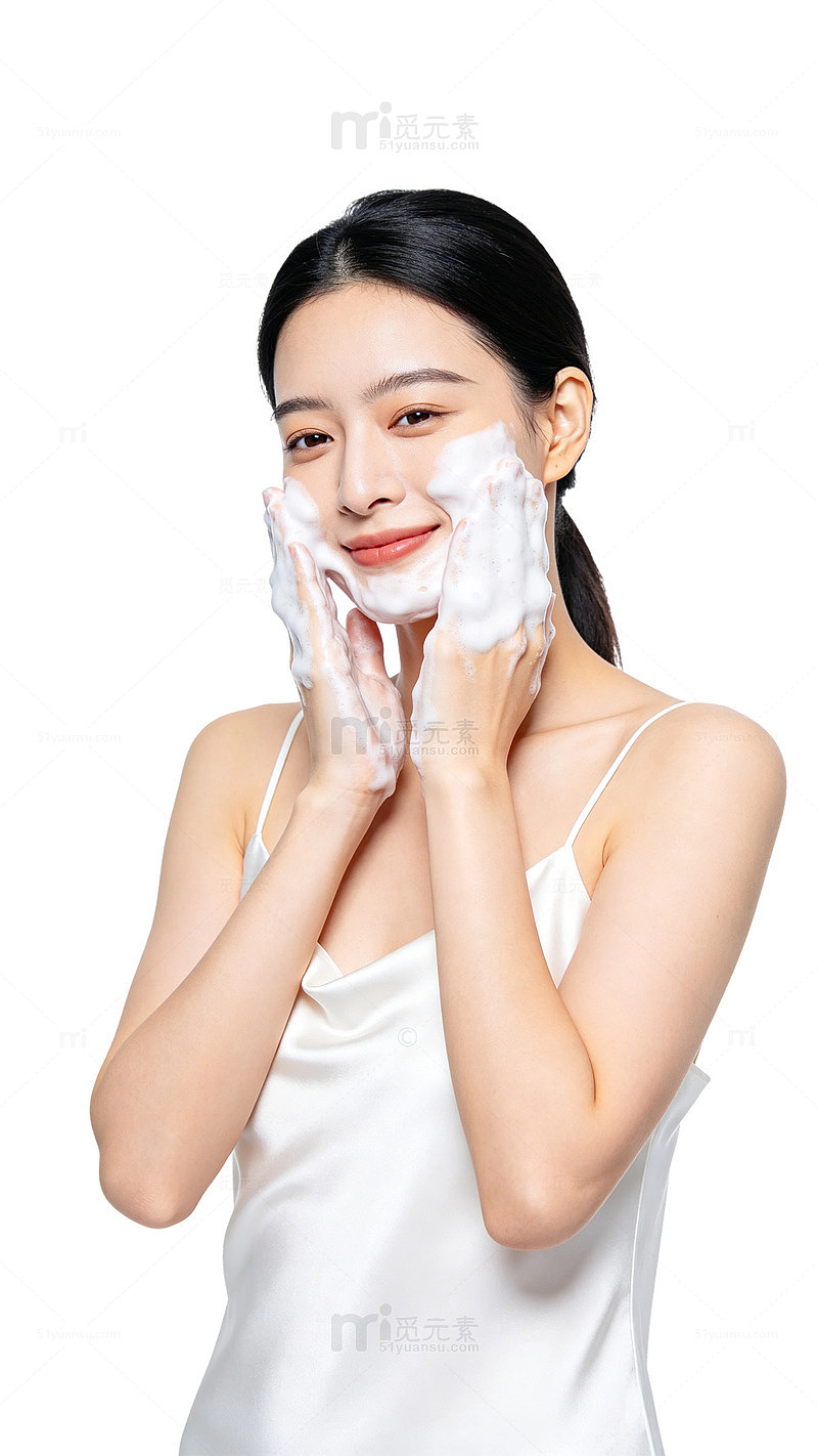 清新风女性洁面护肤摄影素材