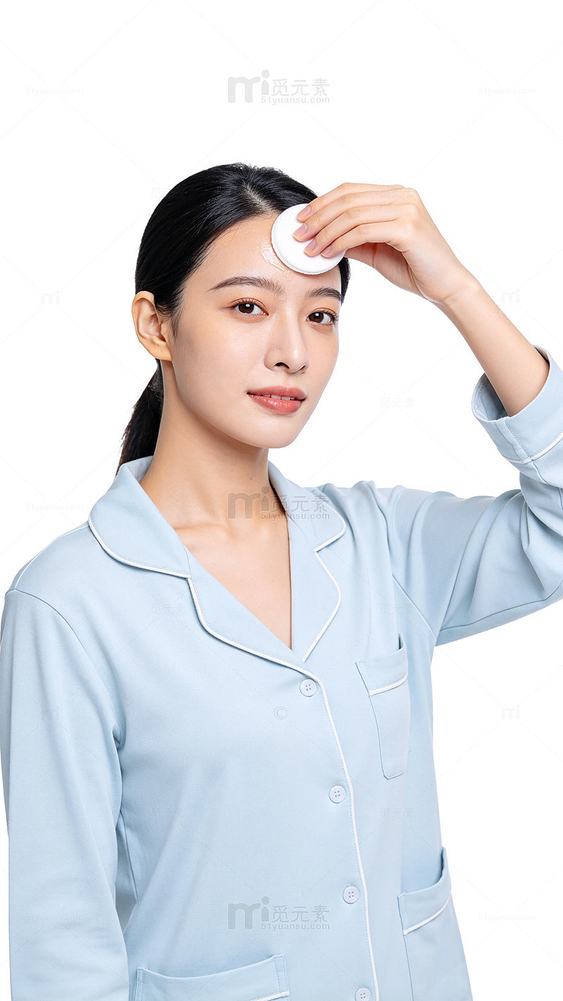 简约风女性护肤棉片使用场景设计素材