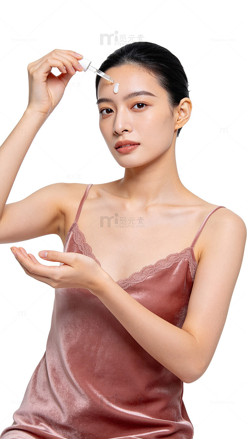 简约风护肤女性使用精华液设计素材