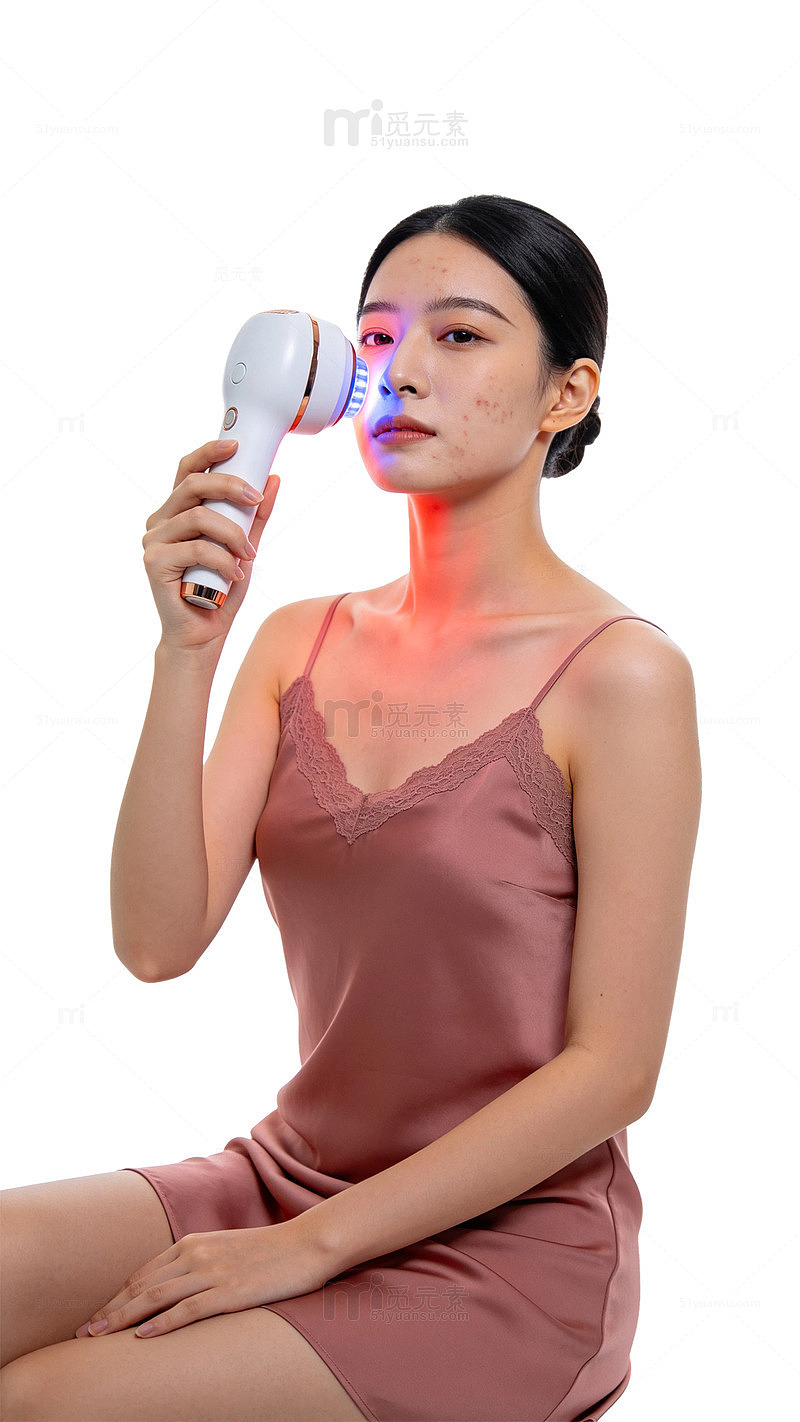 简约风美容仪使用场景人物素材