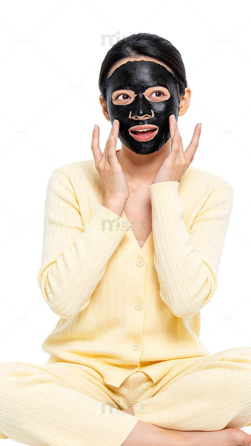 清新风护肤面膜美女设计素材
