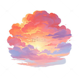水彩风日落云彩插画