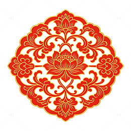 中式风莲花纹样剪纸