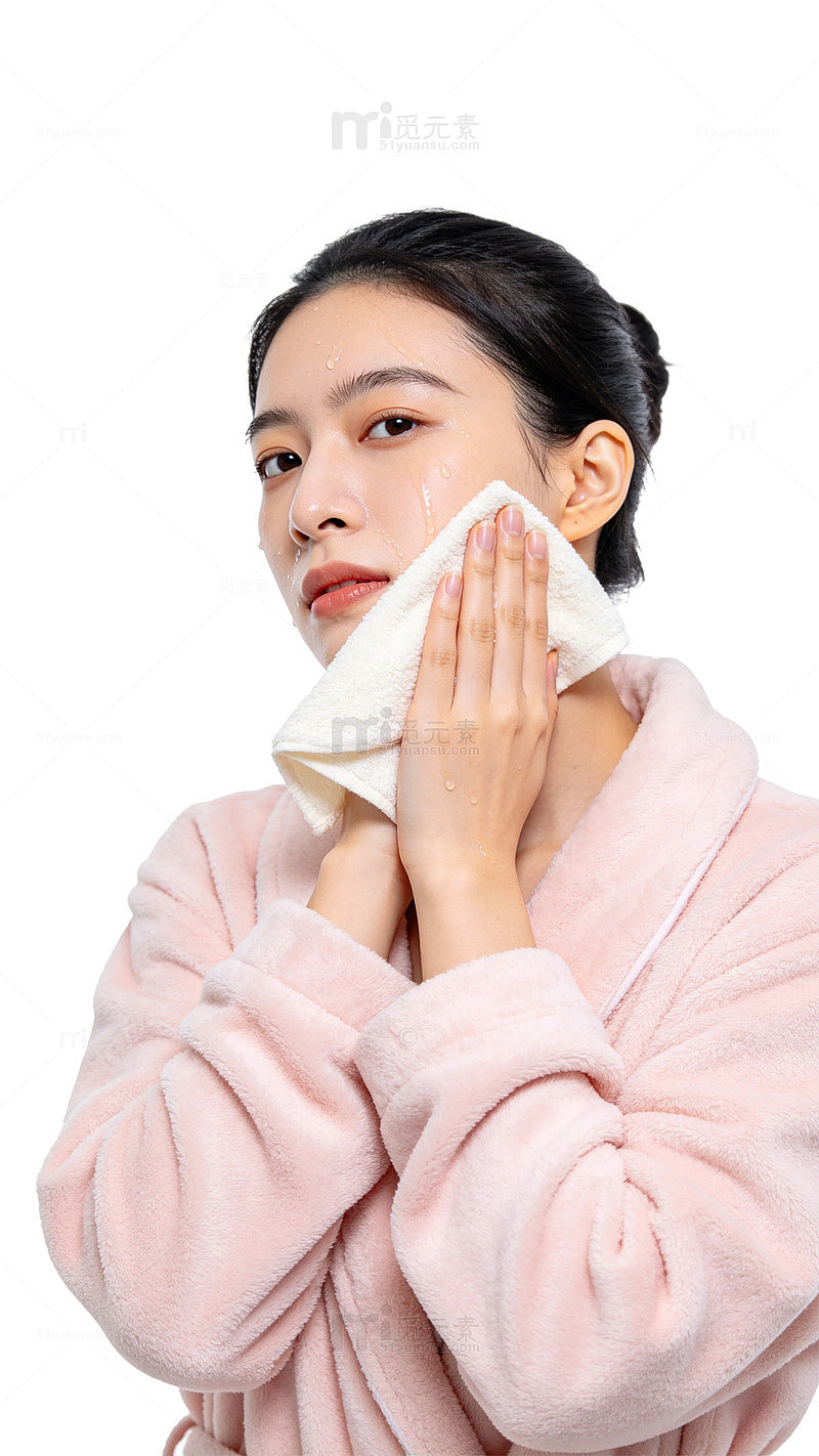 清新风女性护肤毛巾擦拭设计素材