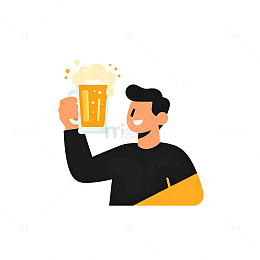 扁平风举杯庆祝人物插画设计素材