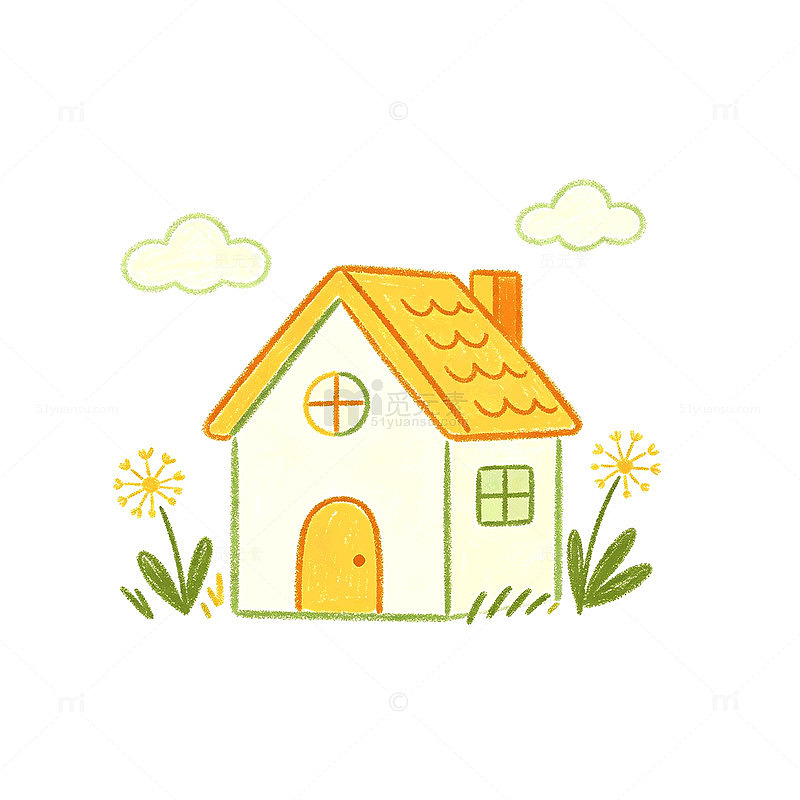 卡通风小屋插画手绘房屋设计素材