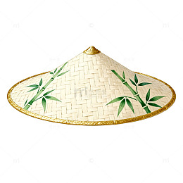 手绘风传统竹编斗笠设计素材
