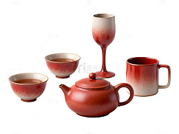 极简风陶瓷茶具套装设计素材