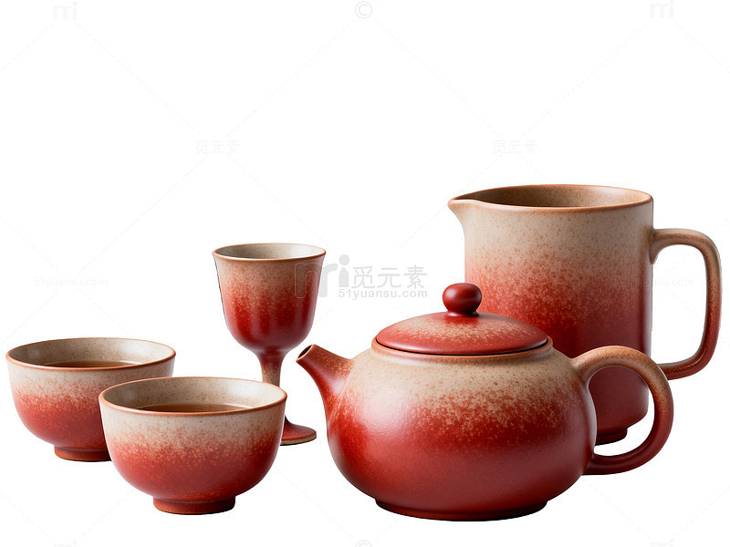 极简风陶瓷茶具套装设计素材