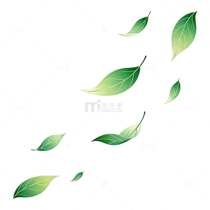 清新风飘落绿叶矢量设计素材