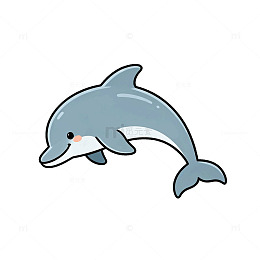 卡通风格海豚跃水插画设计素材