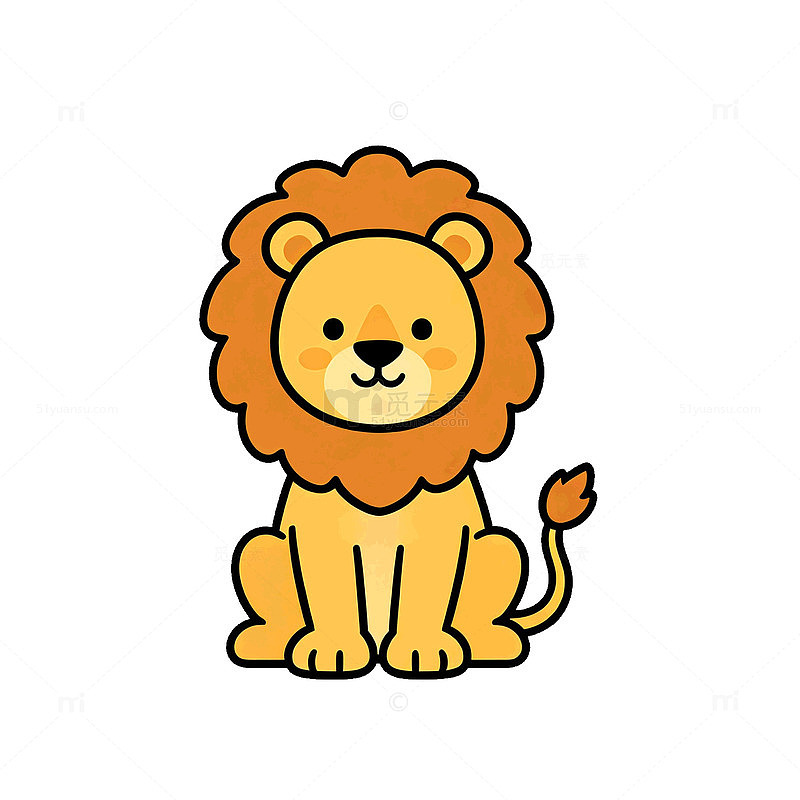卡通风可爱狮子动物插画设计素材
