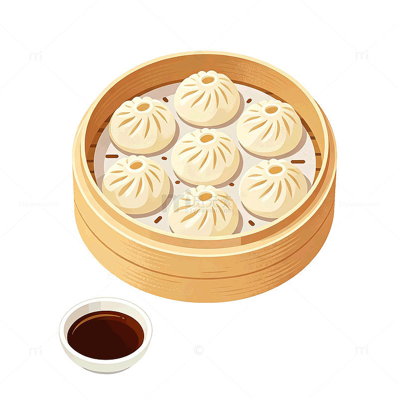 卡通风蒸笼小笼包插画设计素材