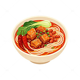 卡通大肉面挂面插画设计素材
