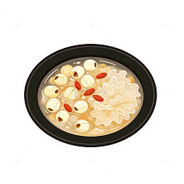 卡通莲子莲子羹美食插画设计手绘素材