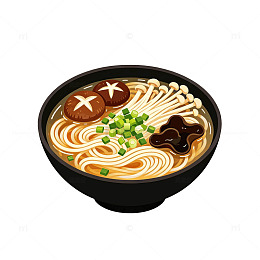 卡通风格面条拉面插画设计素材