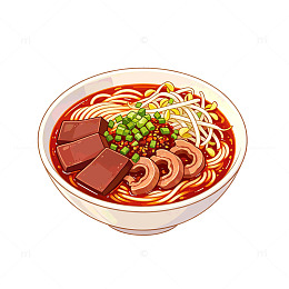 卡通风格麻辣烫面条插画设计素材