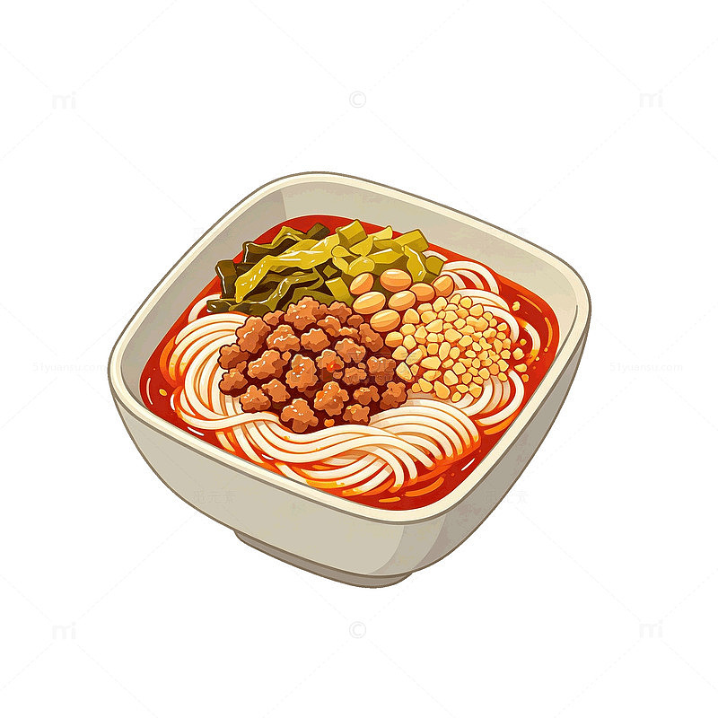 卡通风格米粉美食插画设计素材